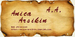 Anica Arsikin vizit kartica